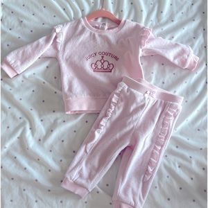 Juicy Couture Baby Girl Matching Set Velour Track Suit in Pink for 6-9 months